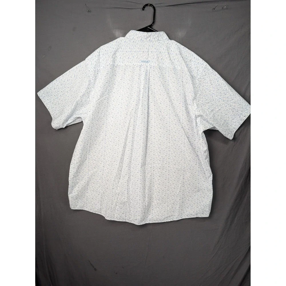 Ariat Mens Jameson Classic Fit Short Sleeve Shirt Blue White Western XXL